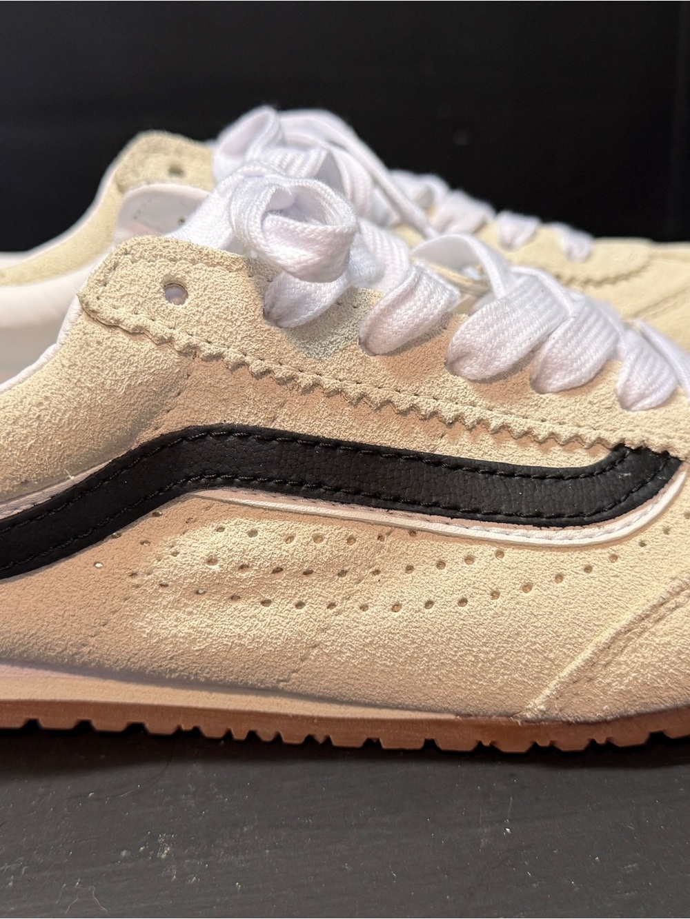 Vans Super Lowpro Cream Suede Shoe